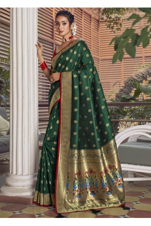 Dark Green Silk Saree